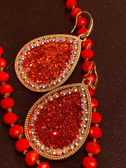 Martha May - Sparkling Red Dangle Earrings