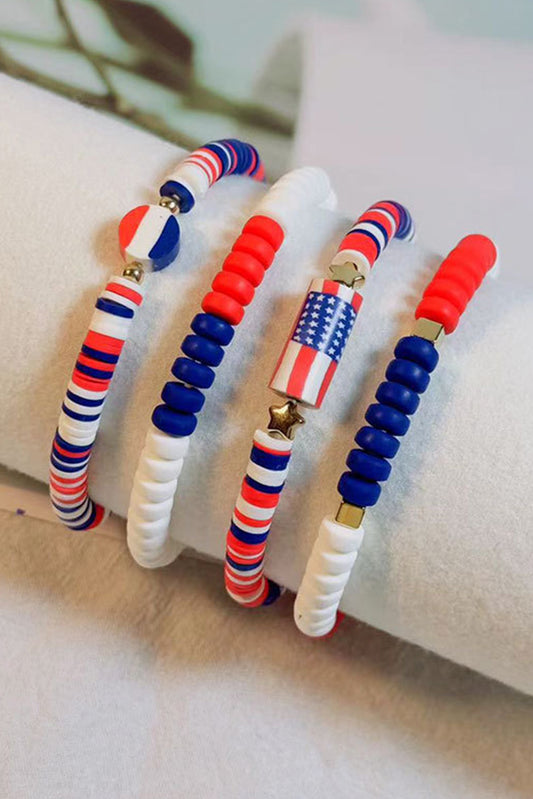 Multicolor Independence Day Stars and Stripes Bracelet Set