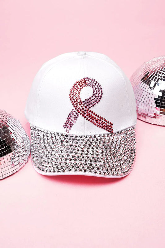 Breast Cancer Awareness Dazzle White Cap